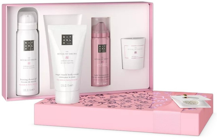 Zestaw Rituals The Ritual Of Sakura Gift Set S Krem do ciała 70 ml + Peeling do ciała 70 ml + Żel pod prysznic 50 ml + Świeca zapachowa 25 g (8719134184471) - obraz 3
