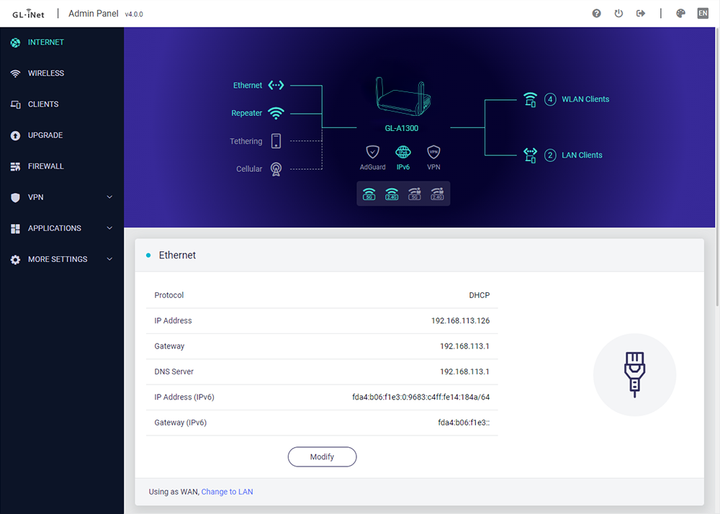 VPN роутер GL.iNet Slate Plus GL-A1300 - Фото 4 VPN роутер GL.iNet Slate Plus GL-A1300 - зображення 4