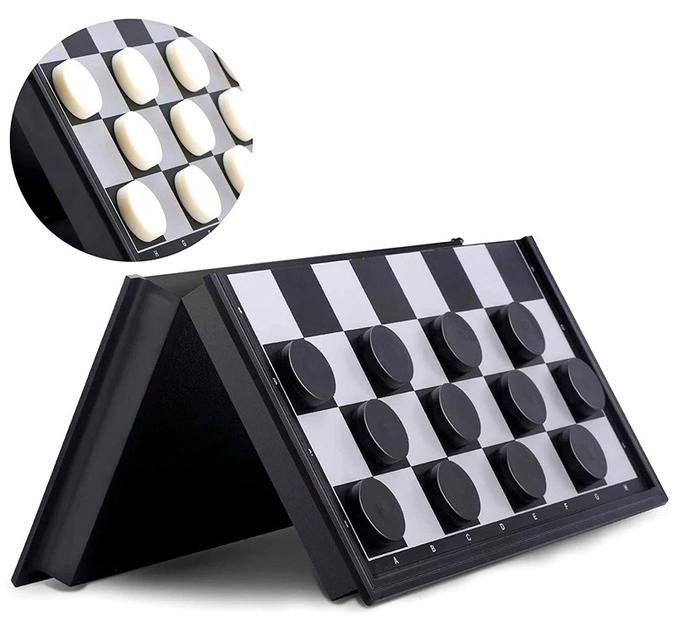Zestaw do zabawy W&K 3 w 1 Magnetyczny z elastyczną planszą Szachy + Warcaby + Tryktrak 25 cm (5907608917899) - obraz 3