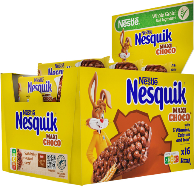 Акція на Упаковка батончиків Nesquik Maxi Choco з цільними злаками і шоколадом 25 г х 16 шт від Rozetka