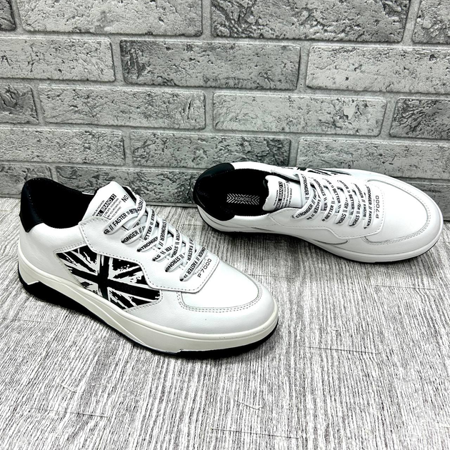 Мужские кожаные кроссовки Konors White Black 40 - Фото 2 Мужские кожаные кроссовки Konors White Black 40 - изображение 2