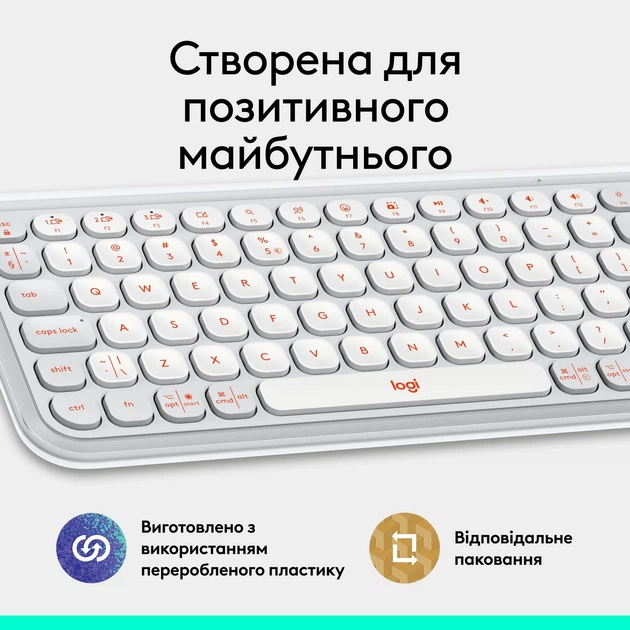 Клавiатура бездротова Logitech Pop Icon Keys Off White (920-013072) - зображення 12