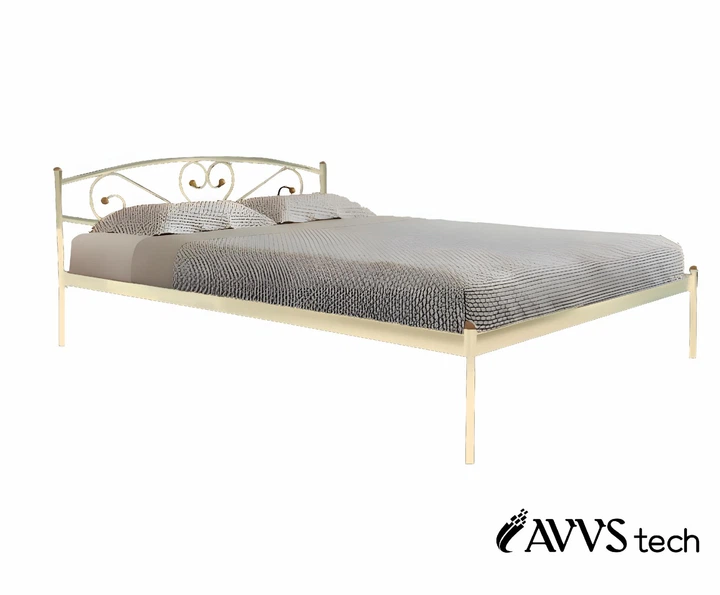 Полуторная кровать Метакам Milana-1 металлическая 190x140 см Бежевая - Фото 1 Полуторная кровать Метакам Milana-1 металлическая 190x140 см Бежевая - изображение 1