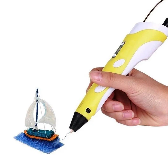3D-ручка для рисования 3D Pen 3 и 200 метров разноцветного пластика с трафаретами Желтый - Фото 4 3D-ручка для рисования 3D Pen 3 и 200 метров разноцветного пластика с трафаретами Желтый - изображение 4