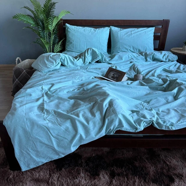 Постільна білизна Washed Cotton Євро 200 x 215 Варена бавовна Мятна 50 х 70 - зображення 5