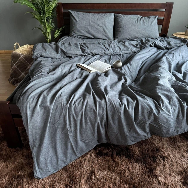 Постельное белье Washed Cotton Полутораспальное 150 x 220 Вареный хлопок Графитовое 70 х 70 - изображение 6