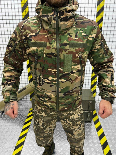 Тактична куртка Soft Shell з безліччю кишень та флісовою підкладкою Multicam XXL - зображення 1