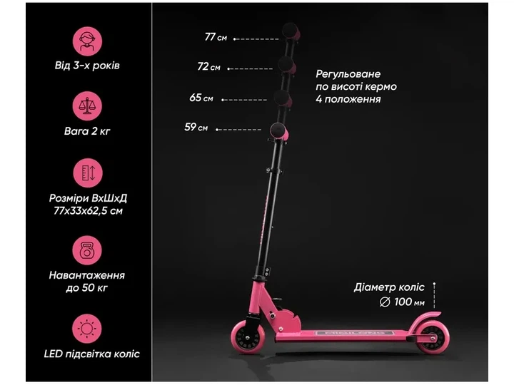Самокат Miqilong Cart Рожевий (CART-100-PINK) - Фото 12 Самокат Miqilong Cart Рожевий (CART-100-PINK) - изображение 12