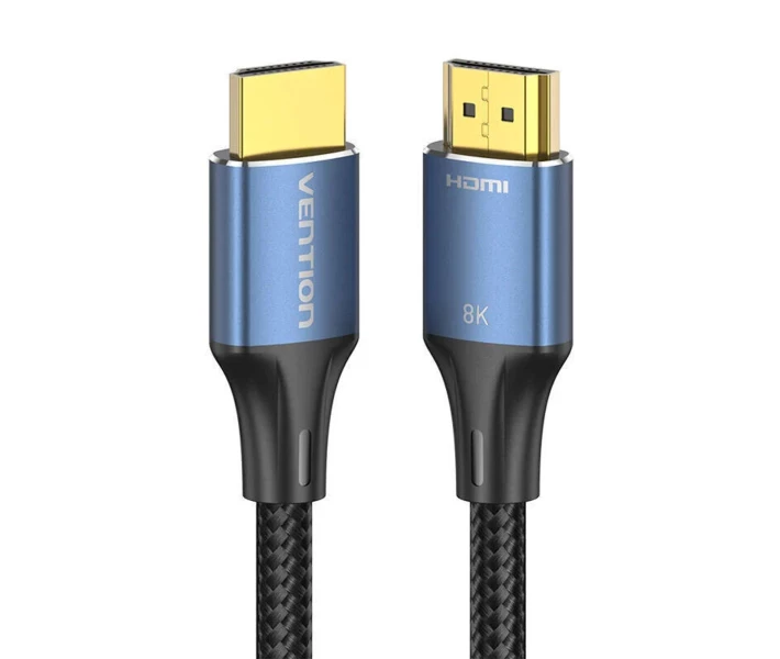 Кабель Vention Cotton Braided HDMI-A Male to Male HD v2.1 Cable 8K 2M Blue Aluminum Alloy Type (ALGLH) - Фото 3 Кабель Vention Cotton Braided HDMI-A Male to Male HD v2.1 Cable 8K 2M Blue Aluminum Alloy Type (ALGLH) - зображення 3