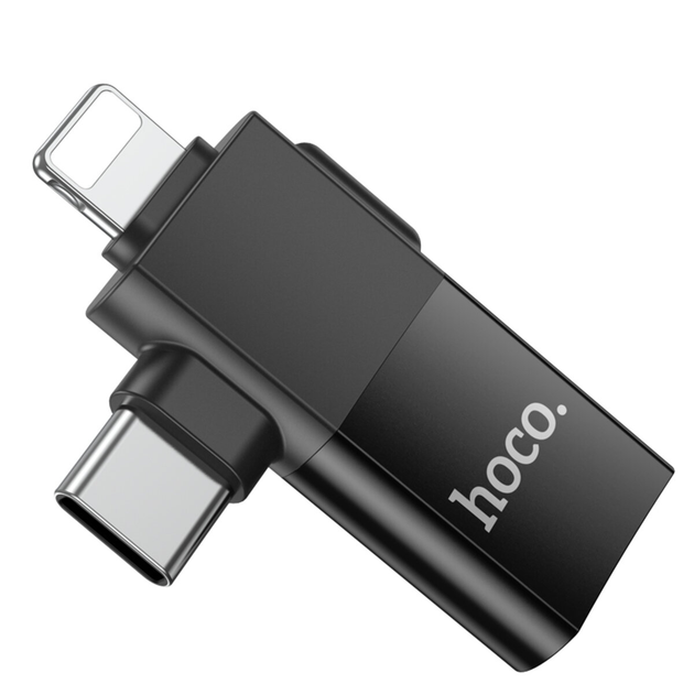Адаптер HOCO UA17 iP male/Type-C male to USB female two-in-one adapter Black (6942007602303) - Фото 2 Адаптер HOCO UA17 iP male/Type-C male to USB female two-in-one adapter Black (6942007602303) - изображение 2