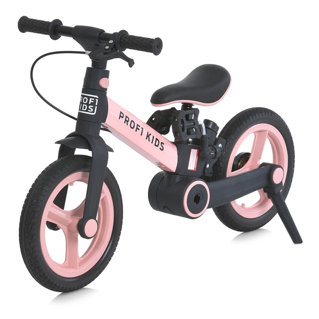 Велосипед-біговел (велобіг) PROFI KIDS MB 1021-3 з батьківською ручкою та гумовими колесами 12", Чорно-рожевий - зображення 13