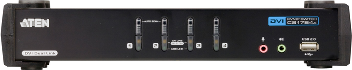 Przełącznik KVM ATEN CubiQ USB 2.0 DVI Dual Link Black (CS1784A) - obraz 2