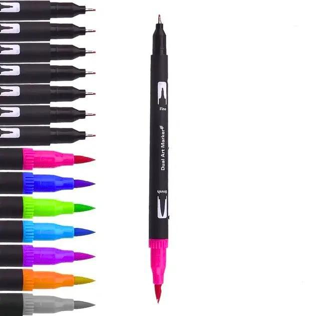 Набір маркерів двосторонніх на водній основі Dual Brush 120 акварельних маркерів в сумці, різних кольорів (КМ-1715) - зображення 6