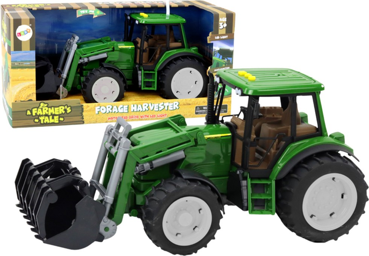 Traktor Leantoys z łyżką światłem i dźwiękiem Zielony (5905991010630) - obraz 2