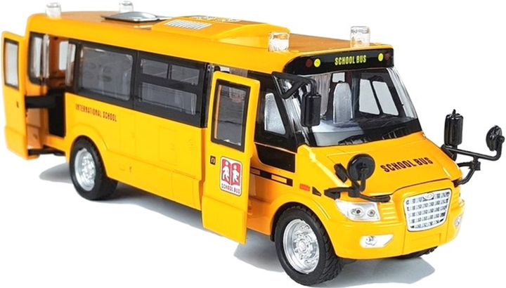 Autobus szkolny LEAN Toys Metalowy z napędem ciernym Żółty (5905884454077) - obraz 3