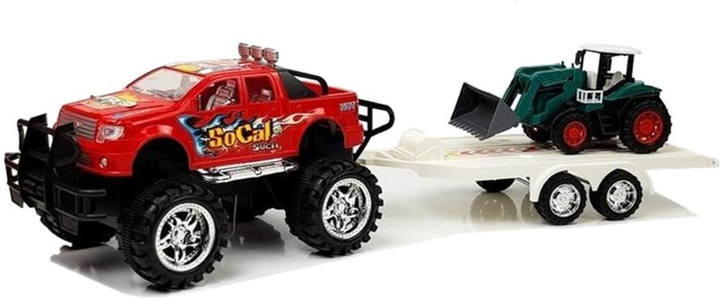 Zestaw pojazdów Leantoys Power Super Truck Speed 8327 Samochód terenowy z napędem ciernym + Koparka + Laweta (5903802457063) - obraz 2