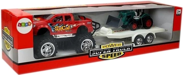 Zestaw pojazdów LEAN Toys Power Super Truck Speed 8327 Samochód terenowy z napędem ciernym + Koparka + Laweta (5903802457063) - obraz 4