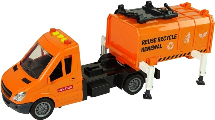 Śmieciarka LEAN Toys Garbage Truck 10429 z akcesoriami Pomarańczowa (5904665992678) - obraz 4