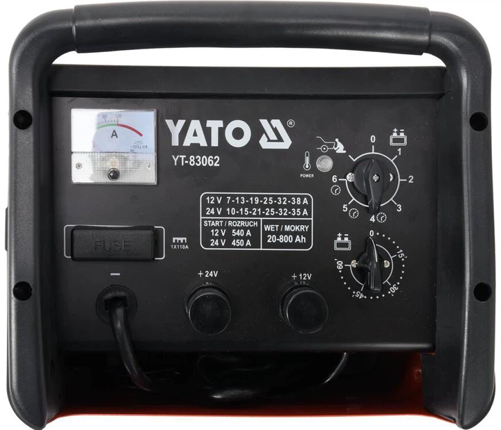 Urządzenie rozruchowo-ładujące YATO akumulator 12/24 V 60-540 A 20-800 Ah 230 V (YT-83062) - obraz 2