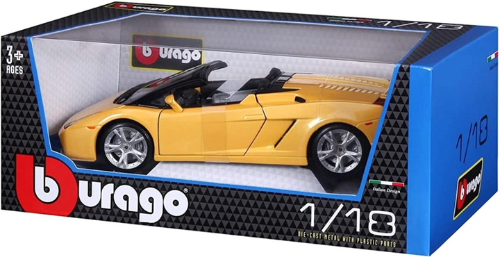 Metalowy model samochodu Bburago Lamborghini Gallardo Spyder 1:18 Żółty (4893993120161) - obraz 1