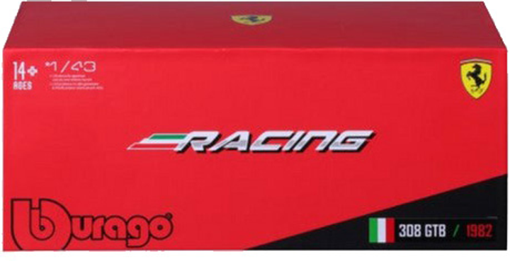 Металева модель автомобіля Bburago Ferrari Racing 308 GTB 1982 1:43 (4893993363049) - зображення 6
