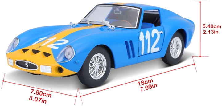 Metalowy model samochodu Bburago Ferrari 250 GTO 1:24 (4893993263059) - obraz 5