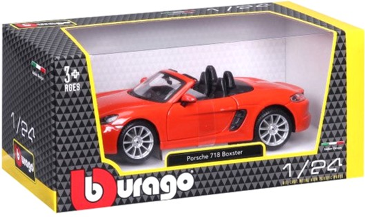 Metalowy model samochodu Bburago Porsche 718 Boxster 1:24 Pomarańczowy (4893993210879) - obraz 4
