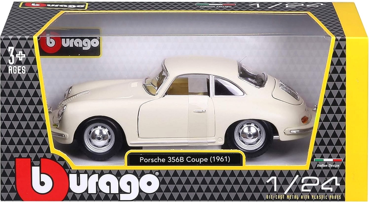 Metalowy model samochodu BBurago Porshe 356B Coupe 1:24 Kość słoniowa (4893993220793) - obraz 1