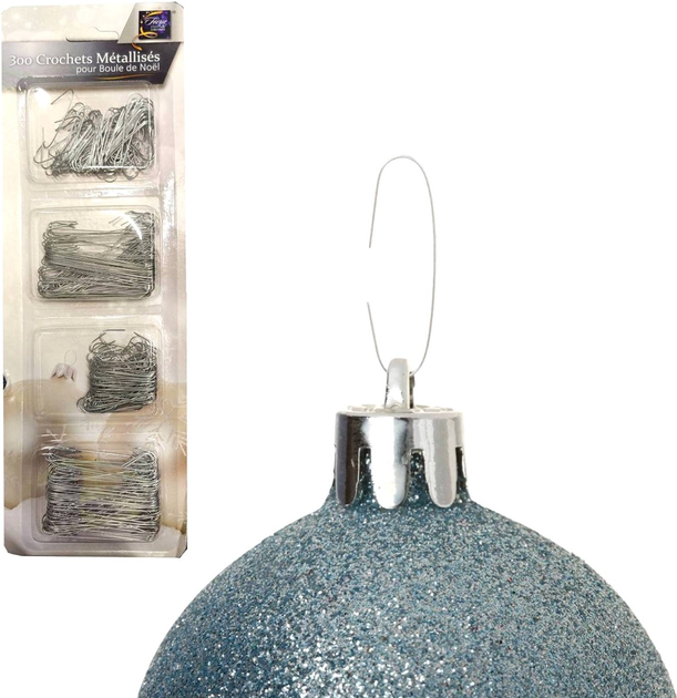 Гачки для ялинкових прикрас Fééric Lights and Christmas металеві 300 шт Срібло (3560238567104) - зображення 6
