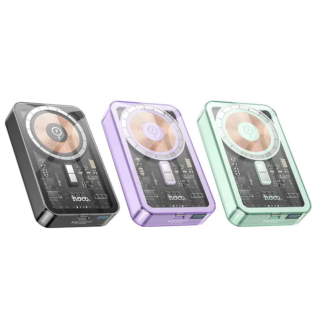 Powerbank Hoco Q14А зі швидкою зарядкою 20W 10000 mAh безпровідна зарядка MagSafe зелений G-11301 - изображение 3