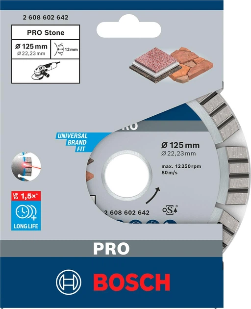 Алмазне коло Bosch Best for Stone, 125х22,23х2,2 мм (2608602642) - Фото 2 Алмазне коло Bosch Best for Stone, 125х22,23х2,2 мм (2608602642) - зображення 2