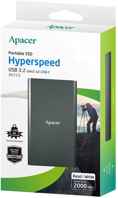 SSD диск Apacer S723B 2TB USB Type-C 3D V-NAND (AP2TBAS723B-1) External - зображення 2
