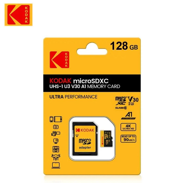 Високошвидкісна карта пам'яті Kodak micro SDХС 128Гб з адаптером - изображение 1