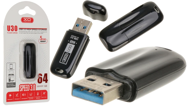 Флеш-пам'ять XO U30 USB 3.0 64Gb чорна (MAW-41342_414) - изображение 3