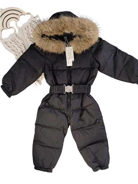 Комбінезон дитячий теплий однотонний MON (Чорний 80см) 1 рік - зображення 2