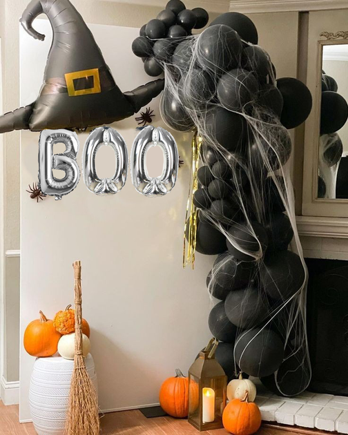 Фотозона Из Шаров На Хеллоуин BOO Шляпа Ведьмы (92 шара) Halloween - изображение 4