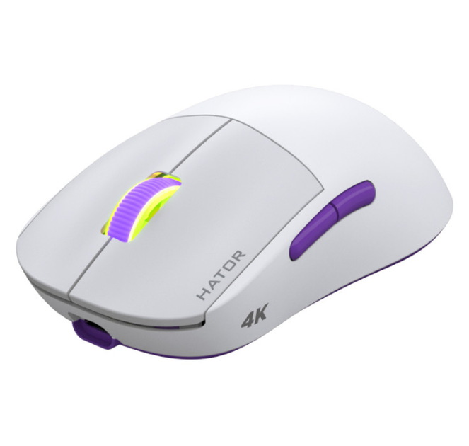 Бездротова ігрова мишка HATOR Quasar 2 ULTRA 4K wireless 3200dpi USB White-Lilac (HTM571WL) - зображення 2