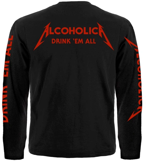 Футболка з довгим рукавом Rockway Alcoholica "Drink `Em All" Чорний, Розмір S - изображение 2