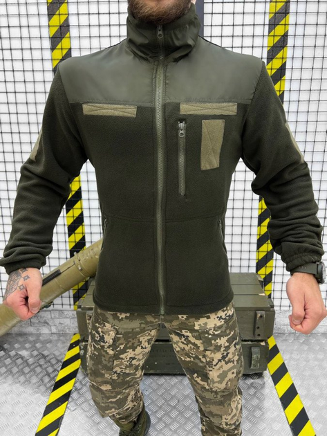 Тактическая кофта флисовая с креплением для шевронов Delta Tactical Fleece Olive L - изображение 2