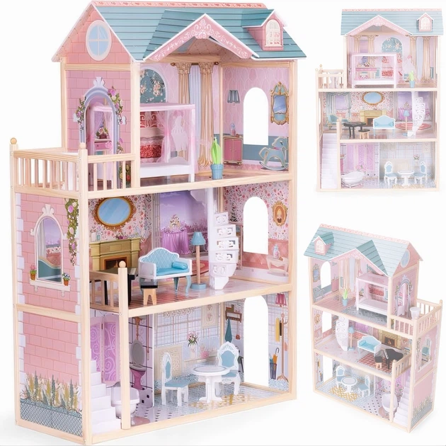 Ляльковий будинок Ecotoys 3 поверхи з меблями 123 см (8106) (5905817003389) - зображення 2