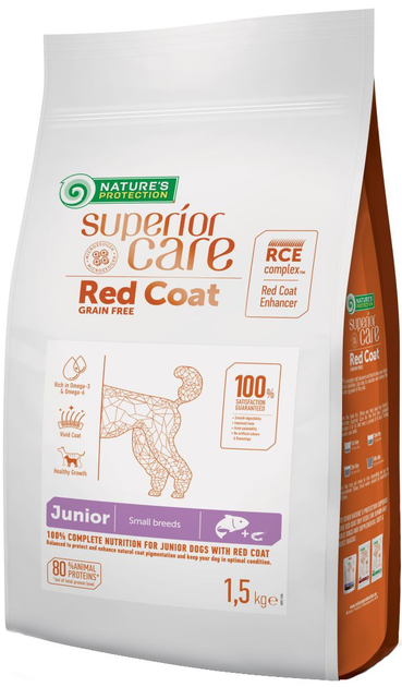 Сухий корм для собак Nature's Protection Superior Care Red Coat Grain Free Junior Small Breeds з лососем 1.5 кг (4771317472281) - зображення 1