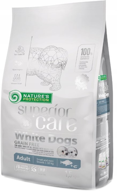 Сухий корм для собак Nature's Protection Superior Care White Dogs Grain Free Adult Small and Mini Breeds з білою рибою 1.5 кг (4771317456670) - зображення 1