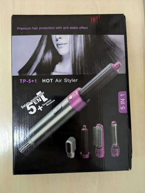 Мультистайлер 5 в 1 для завивки и укладки волос с насадками на 1000 Вт Hot AIR Styler фен щетка для волос (770) - изображение 7