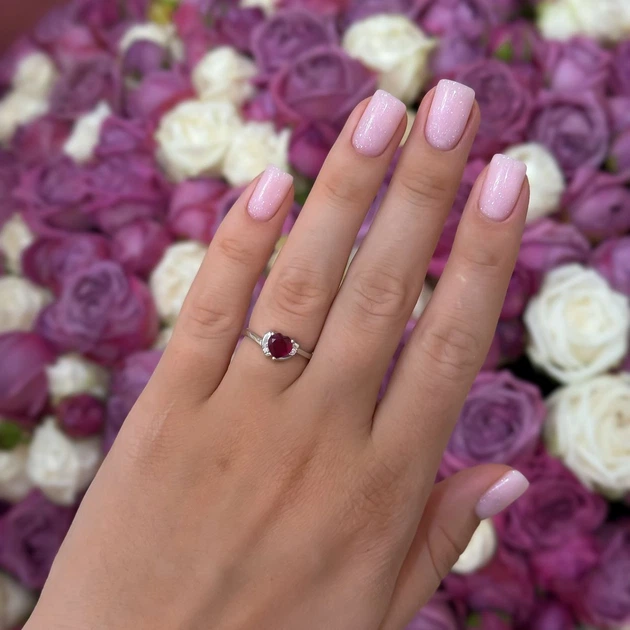 Серебряное кольцо с натуральным рубином 1.124ct, вес изделия 1,76 гр (2172710) - изображение 5