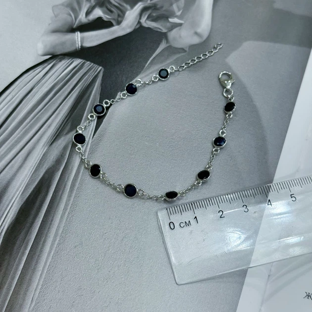 Серебряный браслет с натуральным сапфиром 6.6ct, вес изделия 3,94 гр (2173397) - изображение 3