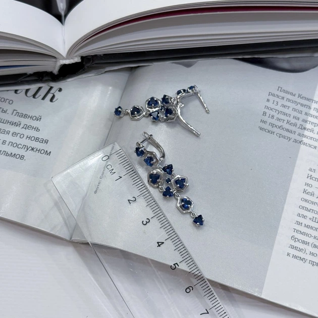Серебряные серьги с сапфиром nano 3.625ct (2174660) - изображение 3