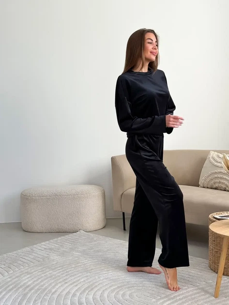Костюм женский плюшевый кофта и штаны Casual Style Collection L-XL черный - Фото 13 Костюм женский плюшевый кофта и штаны Casual Style Collection L-XL черный - изображение 13