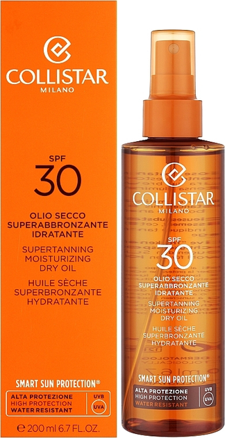 Сухое масло для загара Collistar Sun Care Supertanning Moisturizing Dry Oil SPF30 200ml - Фото 2 Сухое масло для загара Collistar Sun Care Supertanning Moisturizing Dry Oil SPF30 200ml - изображение 2