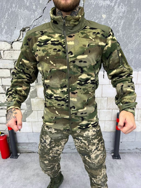 Тактическая флисовая кофта вставками из плащевки Fleece Jacket Polartec Multicam L - изображение 2