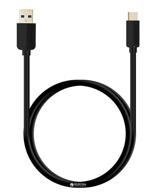 Кабель Promate uniLink-CA USB 3.1 Type-C - USB-A 1 м Black (unilink-ca.black) - зображення 1
